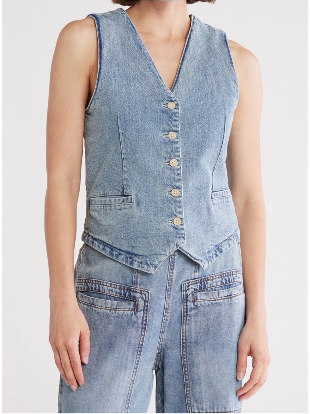 Habitual Light Blue Denim Button-Front Vest